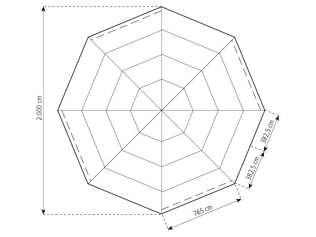 8SZÖG ALAKÚ ÓRIÁSSÁTOR 2000/400/725 felülnézet